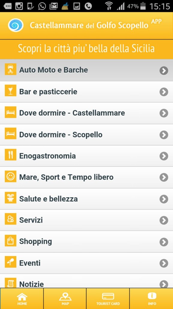 App CastellammareDelGolfoScopello menu